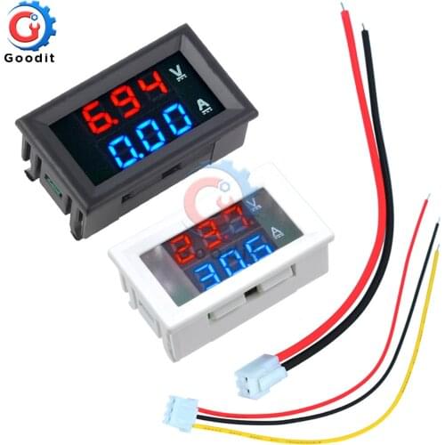 Dual LED Display Mini Digital Voltmeter Ammeter DC 100V 10A Panel Amp Volt Voltage Current Meter Tester 0.56" White/Black Case