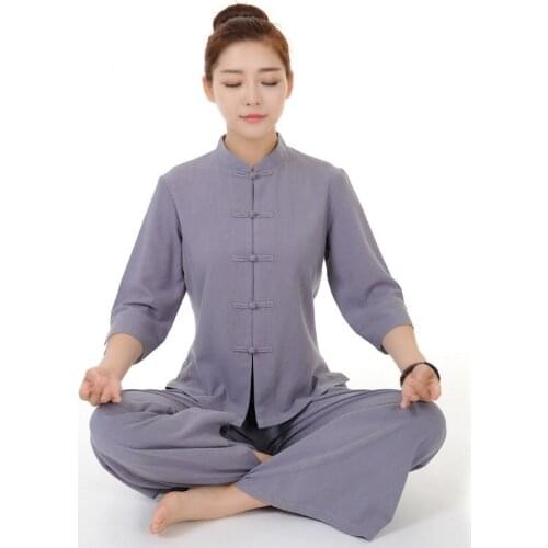 Traditional Chinese Clothing linen women Wushu TaiChi KungFu Uniform Suit Uniforms woman Tai Chi Exercise Clothing Yoga clothes