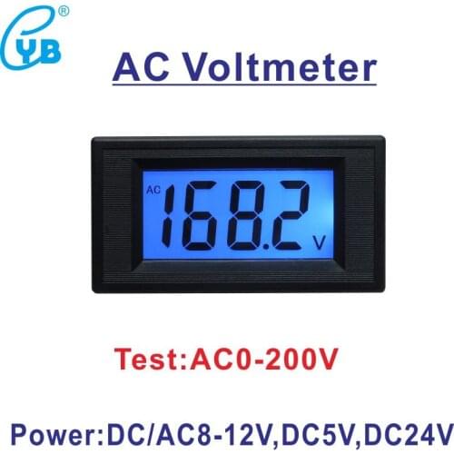 AC 0-200V Voltmeter Voltage Tester Power Supply DC/AC 8-12V DC5V 24V AC Voltmetre LCD Display Test Positive and Negative Voltage