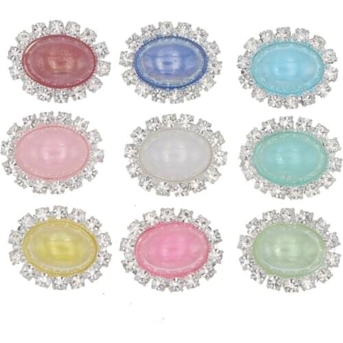 20x16mm Rhinestones Pearl Button Handmade Silver DIY Botones Sewing Decorativos Accessories Botoes Scrapbook For Craft Appliques