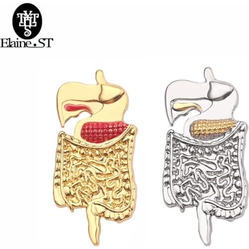 Intestines Lapel Pin Metal Brooches Punk Jewelry Women Gift Gold Sliver Medical Doctor Nurse Enamel Brooch Pins