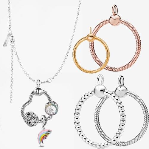 2020 New 925 Sterling Silver O Pendant fit Original Pandora Necklace Women DIY Charm Jewelry