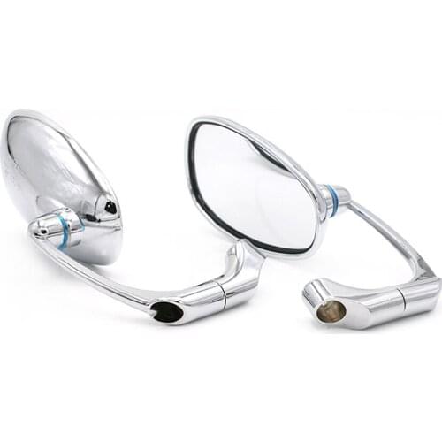 1 Sets Motorcycle silver side mirrors Rearview L-bar Retro Oval Rearview For GN/ CG Cafe Racer Custom
