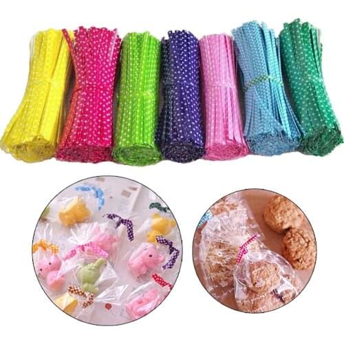100Pcs Candy Bag Wrapping Tape Sweet Baking Packaging Plastic Kink Tape Lollipop Sealing Wrapping Tape