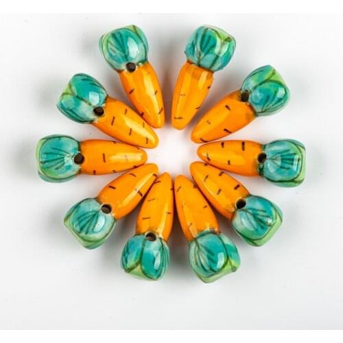 20pcs Hand-painted ceramic carrot beads Radish-shaped pendant diy necklace bracelet material accessories #A218B