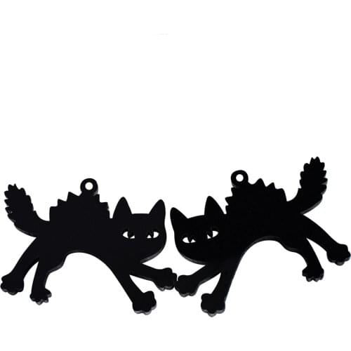 4pcs/lot) 42mm Acrylic Black Cat For Dangel Earring Laser Cutout Halloween Black Cat For Earring