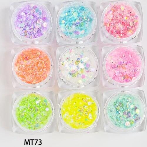 9BOX Nail Art Glitter Mixed Size Hexagon Chameleon Nial Glitter Flakes Total Face Body Eye Hair Shinny Nail Glitter (0.1mm-1mm)