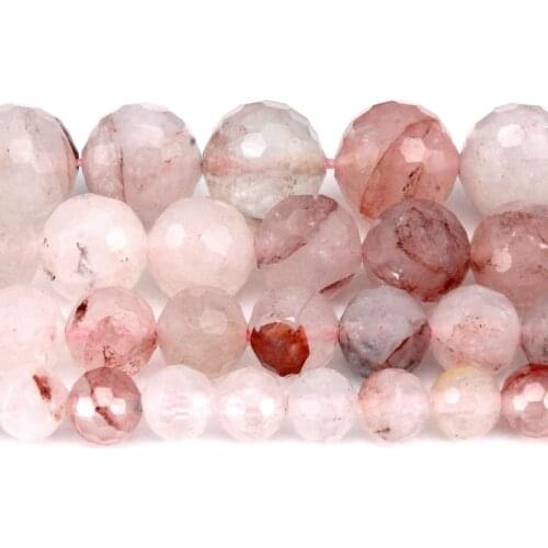 Natural Hard Faceted Red Crystal Quartz Round Loose Beads Strand 6/8/10/12MM For Jewelry DIY Making Necklace Bracelet