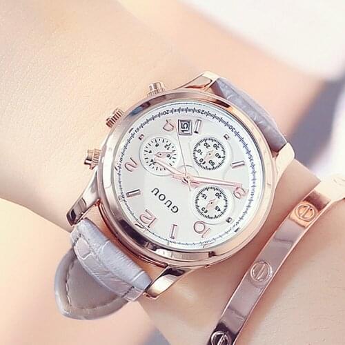 Womens Watch Three Eyes Multifunctional Belt Classic Retro Casual Quartz Watch Ladies Stainless Steel Waterproof Watches Reloj