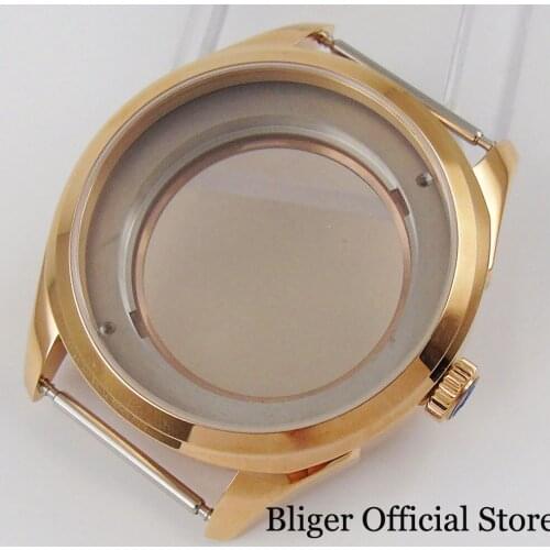 Rose Gold Coated 42mmWatch Case fit NH35 NH36 Movement Sapphire Glass Screw Caseback