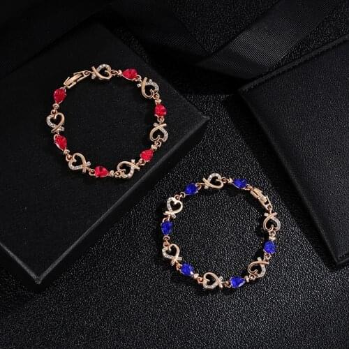 Zircon New Fashion Elegent Exquisite Crystal Flower Janedream Hollow Copper Heart-shape Bracelet For Women Jewelry Gift