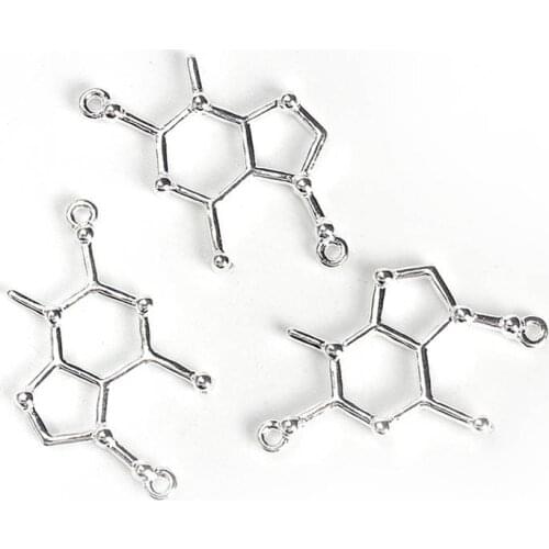 DoreenBeads Zinc Based Alloy Molecule Chemistry Science Connectors Silver Color DIY Charms 32mm(1 2/8") x 18mm( 6/8"), 20 PCs