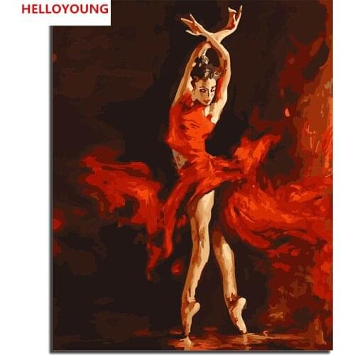 Fire Ballet Dancer DIY Digital Painting By Numbers Kit Coloring Painting By Numbers Wall Art Picture For Wall Artwork Frameless