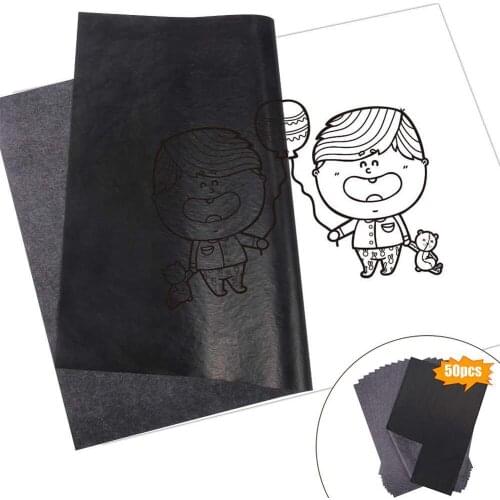 50Pcs/Set Black A4 Copy Carbon Paper Painting Tracing Reusable Graphite Paper Legible Tracing Accessories Office stationery
