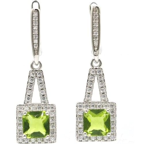 36x11mm SheCrown Lovely Cute Created Rich Blue Aquamarine Pink Kunzite Silver Earrings Wholesale Drop Shipping