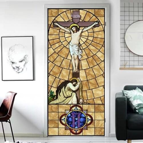 Window Glass film Door sticker Father Lord Jehovah God Jesus Christ Virgin Mary Pictures Wall stickers Glass Films Custom size