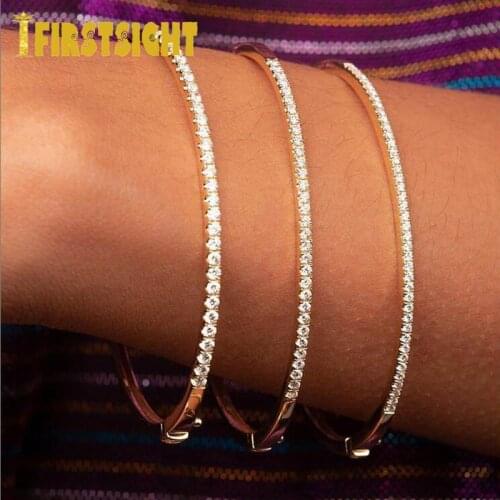Simple Charms sparkling bangle single row rhinestone zircon vintage bracelets free shipping christmas gifts women chic bracelet
