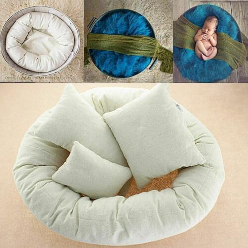 4PCS/Set Baby Photo Shoot Wheat Donut Posing Props Baby Pillows Ring Newborn Photography Props Basket Filler Fotografia