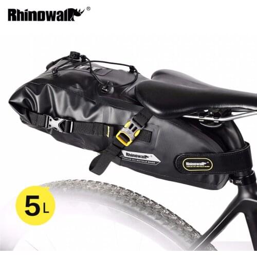 RHINOWALK Waterproof Bicycle Bag MTB Road Cycling Tail Rear Bag Bike Portable Cycling Saddle Bag Pannier Bike Accessories 5L