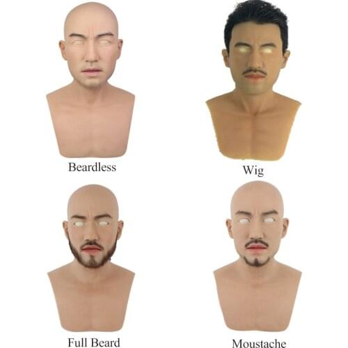 Silicone Headgear Realistic Male Adult Full Face Face-changing Crossdresser Cosplay Costume Party Movie Dressup Props