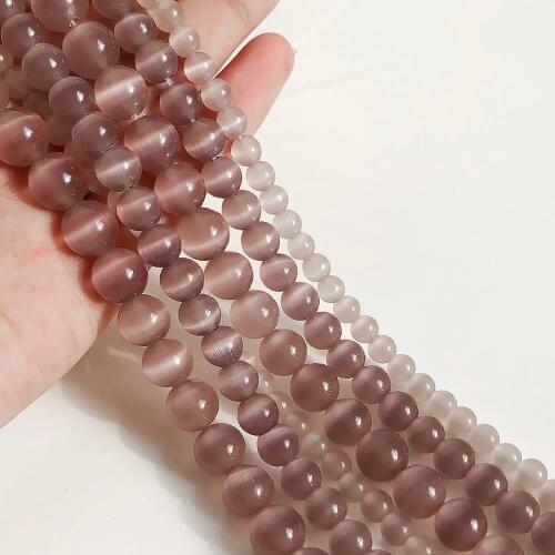Light Purple Cat Eye Opal Beads Natural Stone Beads Jewelry Round Loose Spacer Beads for Jewelry Making 4/6/8/10/12mm 15