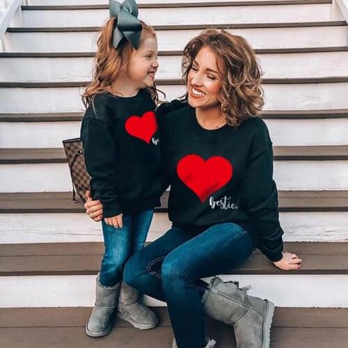 Love Mommy and Me Sweaters Autumn Family Matching Clothes Mother Daughter Sweatshirt Outfits Mom & Boys Girls Tops Family Look
