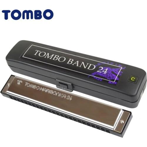 Tombo 3124 Tremolo Harmonica 24 Hole 48 Tone Blues Harp Mouth Organ Key of C ABS Resin Brass Reed Musical Instruments Tombo