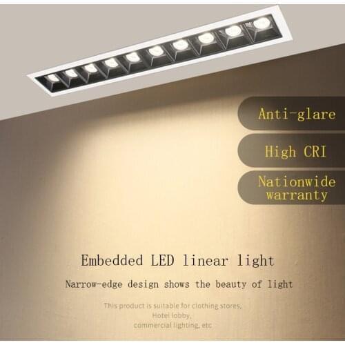 High quality 10W/20W/30W 110~240V LED Spot Light line lamp bar creative linear long living room corridor Recessed Down Light