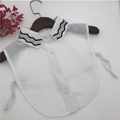 Women Fake Collars Blouse Sweater Ladies Handmade Beads Elegant Shirt Detachable False Collar Girls Necklace Nep Kraagie