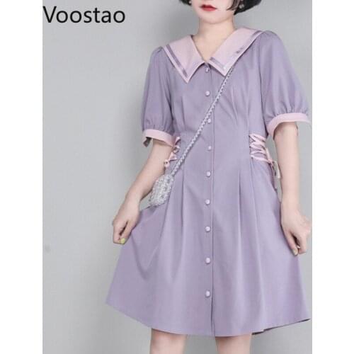 Japanese Sweet Lolita Dress Women Elegant Cute Sailor Collar Bandage Party Slim Dress Girls Preppy Style Kawaii Princess Dresses