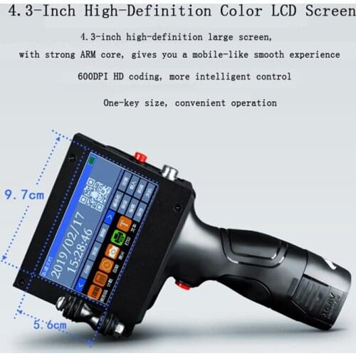 LCD Screen Handheld Smart Inkjet Printer USB Production Date Food Packaging Code Machine Batch Number