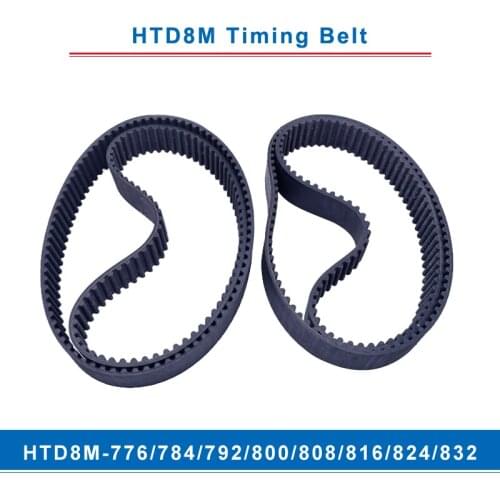 Timing belt HTD8M-776/784/792/800/808/816/824/832 teeth pitch 8mm circular teeth belt width 20/25/30/40mm for 8M timing pulley