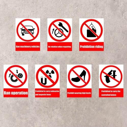 1PC 15x20cm For Schools Hotels The Mall Warning Stickers Decoration Warning Safety Sign Sticker Universal Ban machinery vehicles