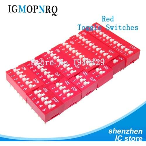 10pcs Slide Type DIP Switch Module 1 2 3 4 5 6 7 8 PIN 2.54mm Position Way DIP Red Pitch Red Snap Switch Dial Switch