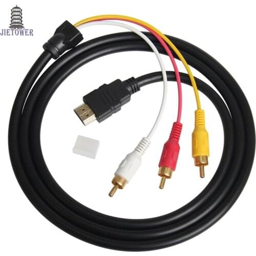 100pcs/lot 1.5M 1080P HDMI to 3 RCA Cable HDMI to AV Male Adapter Audio Video Cable for DVD HDTV STB hdmi to RCA cable wholesale