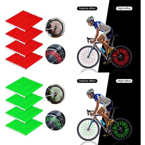 48pcs MTB Bicycle Lights Wheel Rim Spoke Clip Tube Safety Warning Light Cycling Bike Strip Reflective Spokes Bicycle Accessories