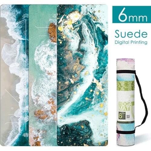 6mm Microfiber Suede Yoga Mat With Position Line Non Slip Carpet Mat For Beginner Environmental Fitness Gymnastics Mats 185X58CM