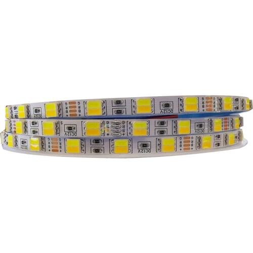 6mm Width PCB 5050 / 5025 CCT LED Strip DC12V, CW/WW Dual White in 1 Chip Color Temperature Adjustable CCT Strip