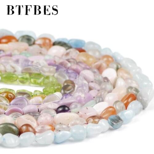 BTFBES Natural Irregular aquamarina spodumene tiger eye Stone Quartz African green Gravel for Jewelry making DIY bracelet