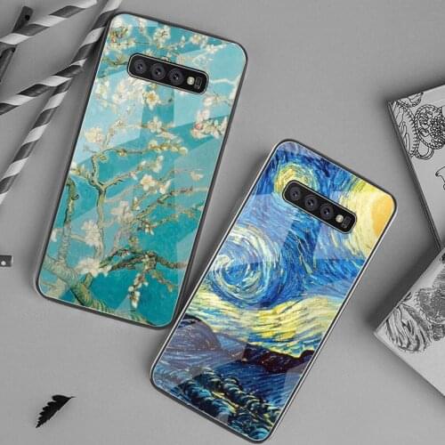 Van Gogh Starry Night Klimt Kiss Phone Case Tempered Glass For Samsung S20 Plus S7 S8 S9 S10 Plus Note 8 9 10 Plus