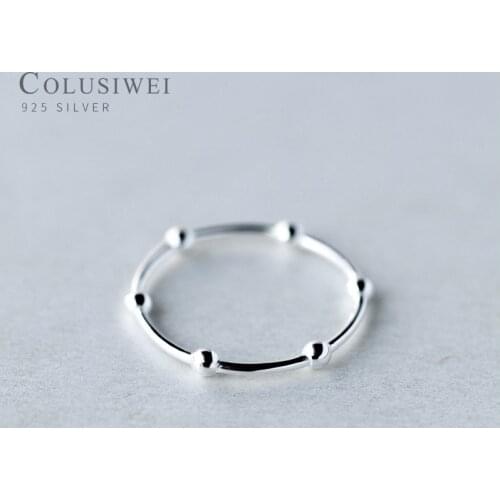 Colusiwei Fashion Beads Minimalist Finger Rings for Women Real 925 Sterling Silver Hypoallergenic Jewelry Gift Female Slim Band