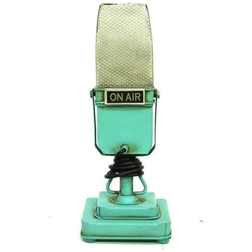 Decorative Microphone Metal Vintage Nostalgic Ornament Classical Trinket Antique Gift Retro Handmade Hand Painted Art Quality
