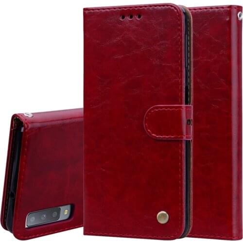 Business Leather Flip Case For Samsung Galaxy A7 2018 A750 Card Holder Case For Samsung A 7 a7 2018 a750 Wallet Case Phone Bag