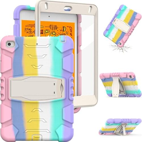 Kids Colorful Rainbow Case for iPad Mini 5th 2020 Protective Shockproof Heavy Duty Stand Case Cover for iPad Mini 4th 2015 A2133