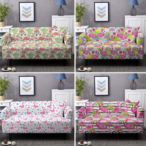 Elastic Sofa Cover For Living Room Washable Pink Flamingo Cartoon Print Couch Covers Sectional Corner Slipcover 1/2/3/4 Seater