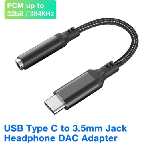 HiFi Digital Audio Converter DAC USB Type C to 3.5mm Headphone Jack Aux Adapter Decoder for Apple iPad Pro 2020 OnePlus 8t 8 Pro