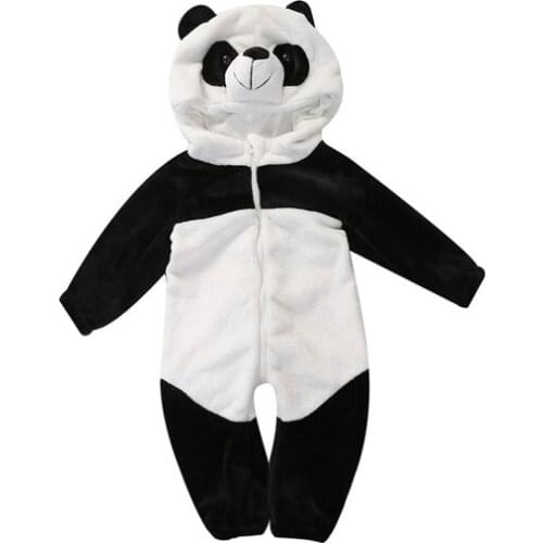 2017 Winter Lovely Newborn Toddler Baby Boy Girls Long Sleeve Hooded Zipper Panda Cartoon Warm Romper Jumpsuit Playsuit 0-3Y