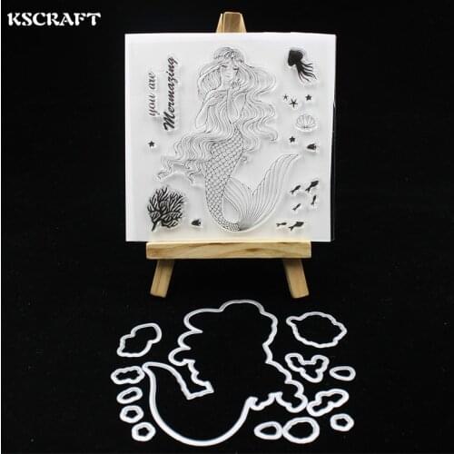 KSCRAFT Beauty Mermaid Stamp Metal Cutting Dies for DIY Scrapbooking/Card Making/Kids Fun Decoration Supplies