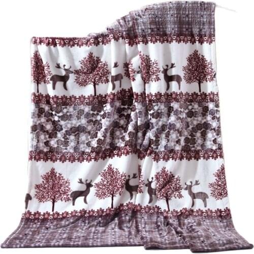 Milu Deer Flannel Plaid Blanket Winter Coral Cover Warm Soft Throw