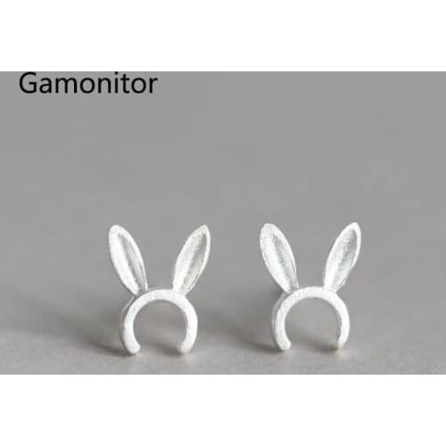 Fashion Design Silver Color Cute Mini Silver Rabbit Stud Earrings For Kids Girls Women